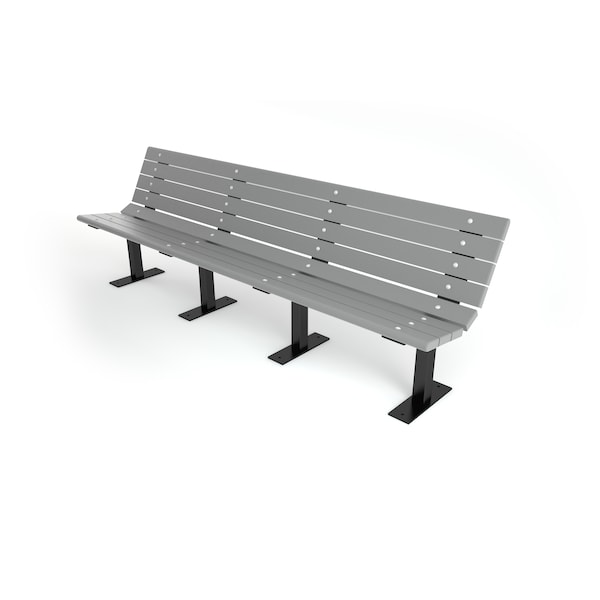 Gray 8' Contour Bench Surface Mount w/ Black Frame